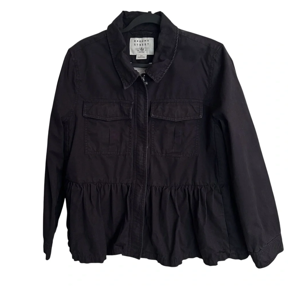 Kate Spade Broome Street Black Military Peplum Jacket Size L